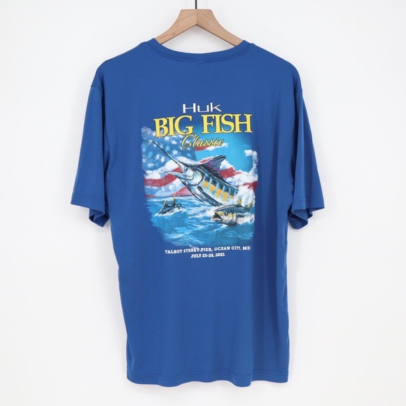 Huk Big Fish Classic T Shirt Blue Graphic Fishing Event Size L - Picture 4 of 5